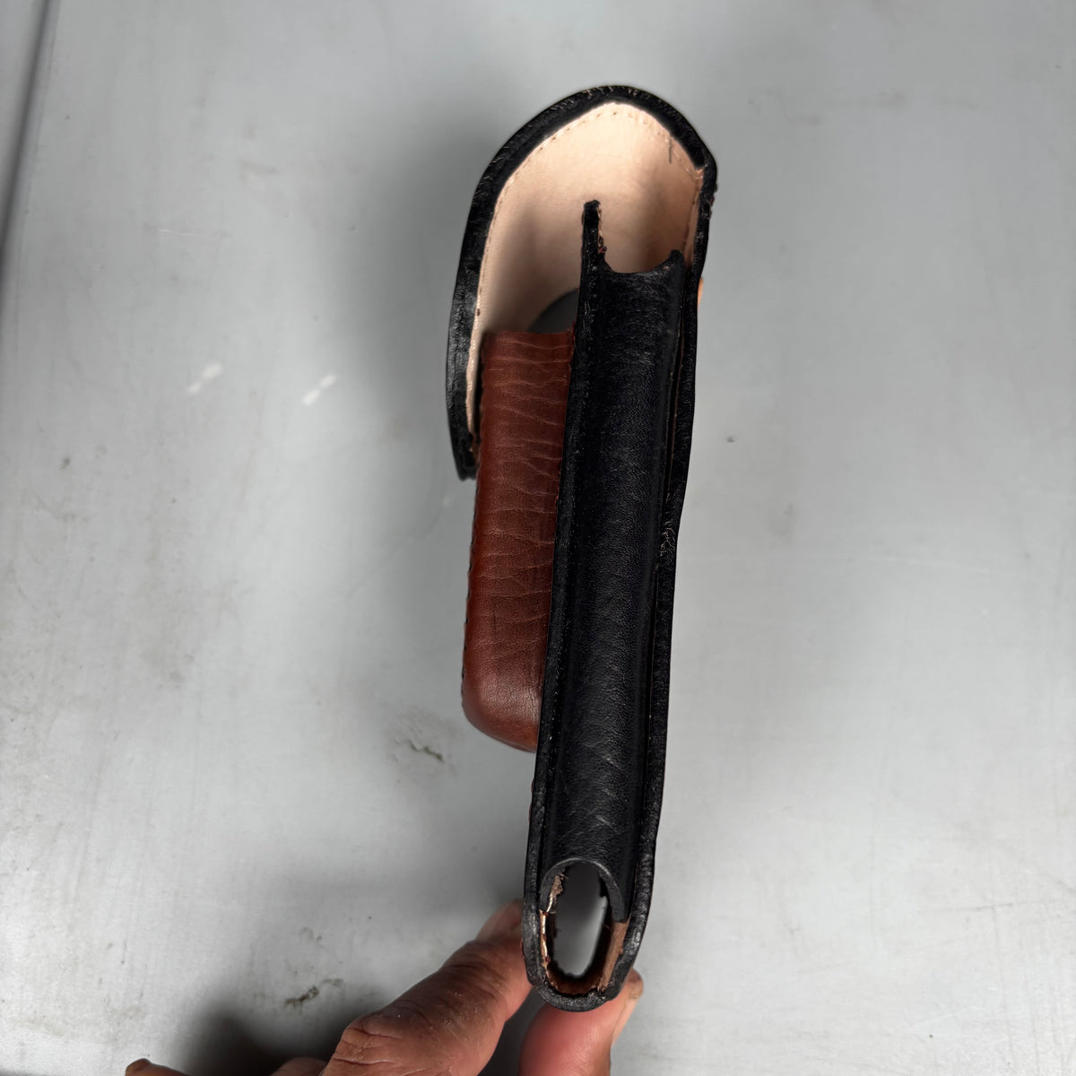 ROOSTER LEATHER HOLSTER 7" PHONE POUCH WITH KNIFE HOLDER FRONT EXTRA LARGE  BELT LOOP CELL PHONE CASE UNIVERSAL OVERSIZE MADE IN MEXICO #EH13860
