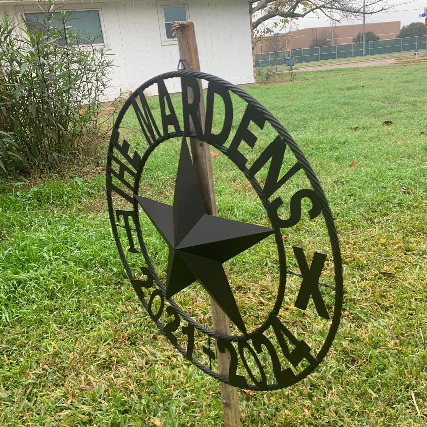 MARDENS STYLE CUSTOM NAME STAR BARN METAL STAR 3d TWISTED ROPE RING WESTERN HOME DECOR RUSTIC BLACK HANDMADE 24",32",36",50"