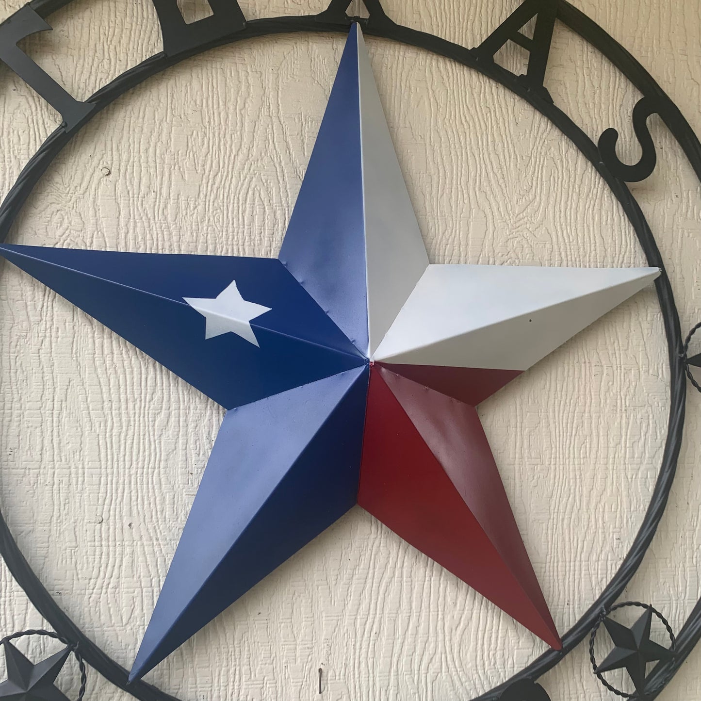 TEXAS 2022 STYLE CUSTOM NAME BARN STAR METAL LONESTAR 3d TWISTED BLACK ROPE RING WESTERN HOME DECOR   HANDMADE 24",32",36"