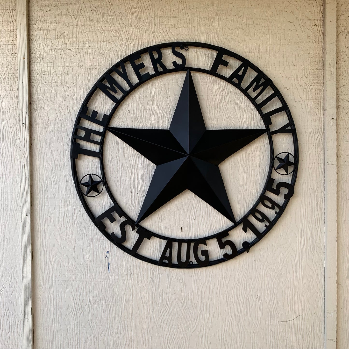 MYERS STYLE YOUR CUSTOM NAME STAR BARN STAR METAL LONE STAR WESTERN HOME DECOR RUSTIC BLACK HANDMADE 24",32",36",50"