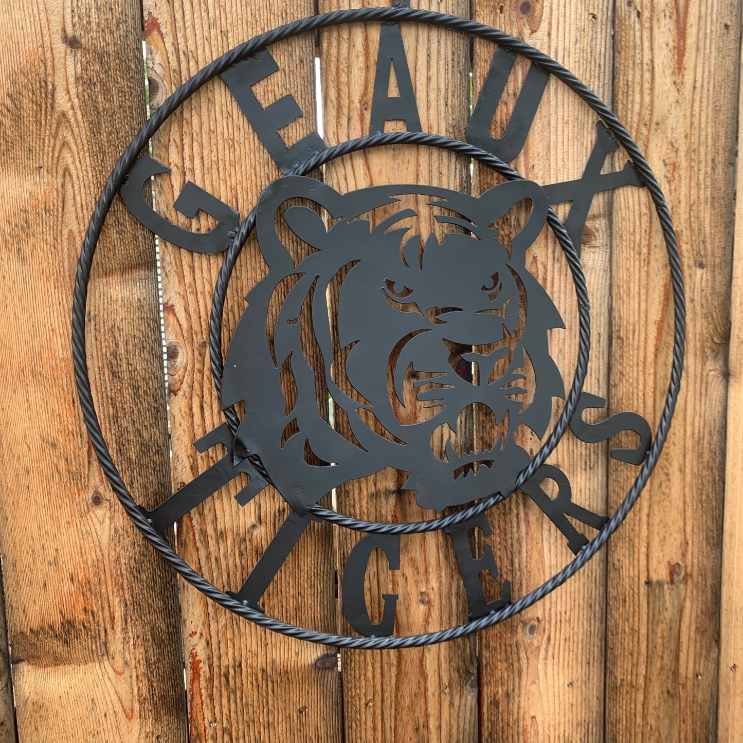 GEAUX TIGERS BLACK CUSTOM METAL VINTAGE CRAFT SIGN TEAM HANDMADE