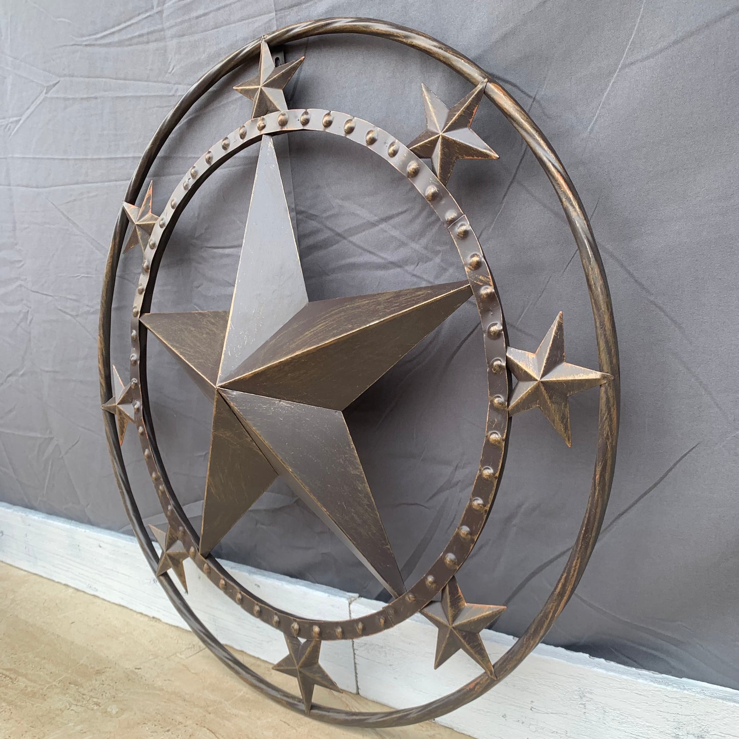 24" MULTI STAR BEADED COLIBROX BARN STAR METAL LONESTAR WESTERN HOME DECOR HANDMADE RUSTIC DARK BRONZE NEW