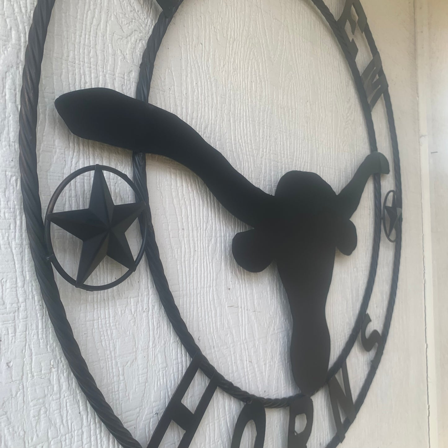 HOOKEM HORNS WITH LONE STAR TEXAS LONGHORNS HOOK EM BLACK METAL CUSTOM VINTAGE CRAFT WALL ART TEAM SIGN HANDMADE