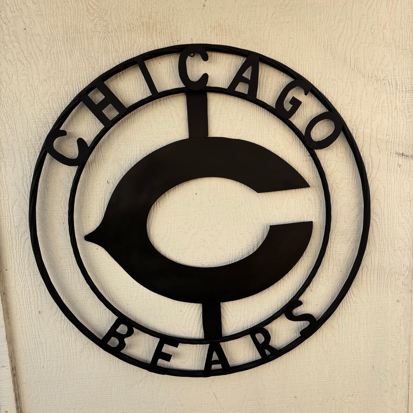 CHICAGO BEARS CUSTOM METAL VINTAGE CRAFT SIGN TEAM RISTIC BLACK HANDMADE