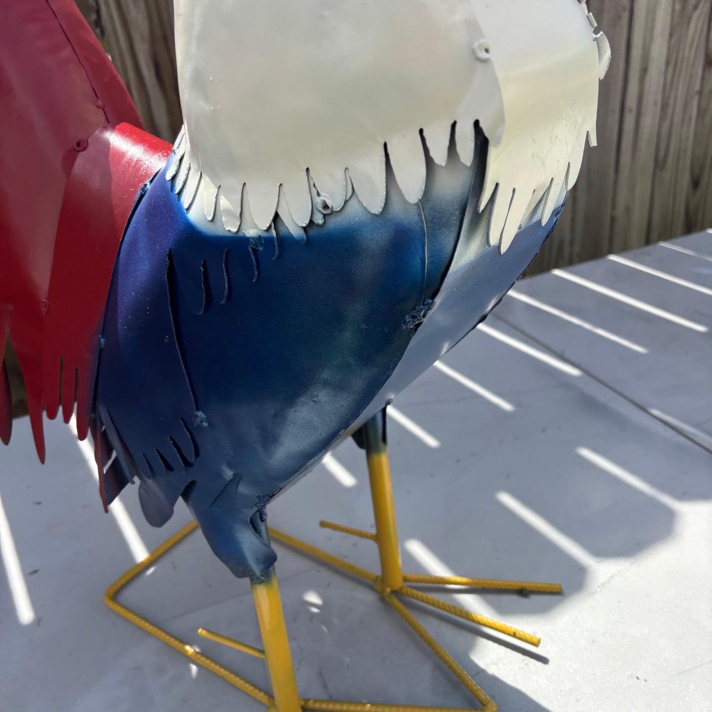 ROOSTER RED WHITE BLUE PATRIOTIC GARDEN METAL SCULPTURE WESTERN HOME DECOR ORNAMENT HANDMADE #34-003 18",30",40"