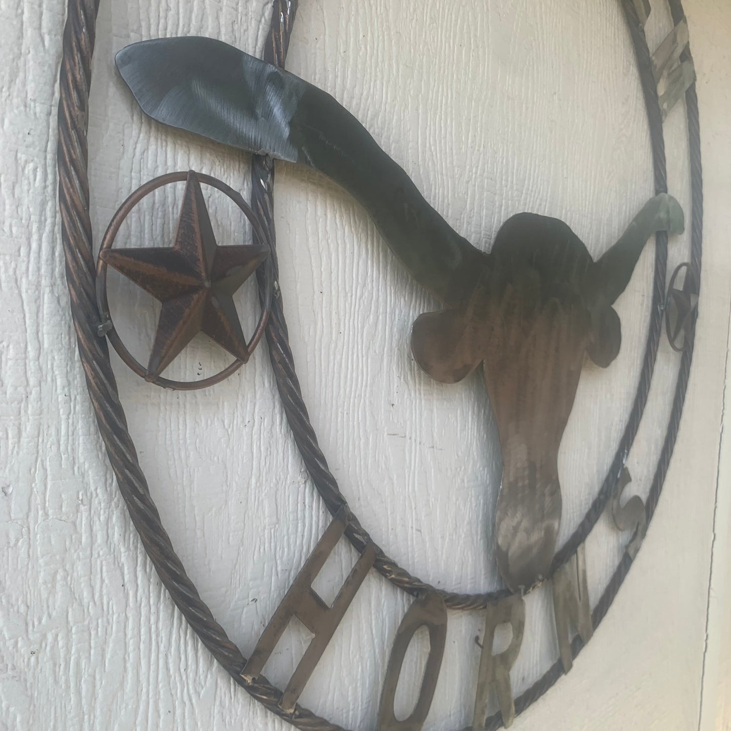 HOOKEM HORNS & LONE STAR TEXAS LONGHORNS HOOK EM RAW METAL UNPAINTED CUSTOM VINTAGE CRAFT WALL ART TEAM SIGN HANDMADE