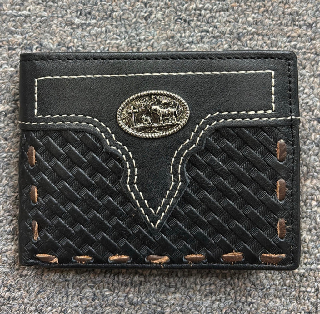 5" MEN'S COWBOY PRAYER BLACK WALLET GENUINE LEATHER BIFOLD WESTERN STYLE WALLET NEW