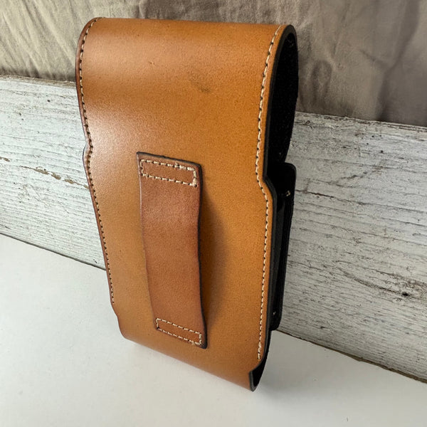 7" HORSE LEATHER HOLSTER TAN POUCH EXTRA LARGE  BELT LOOP CELL PHONE CASE UNIVERSAL OVERSIZE