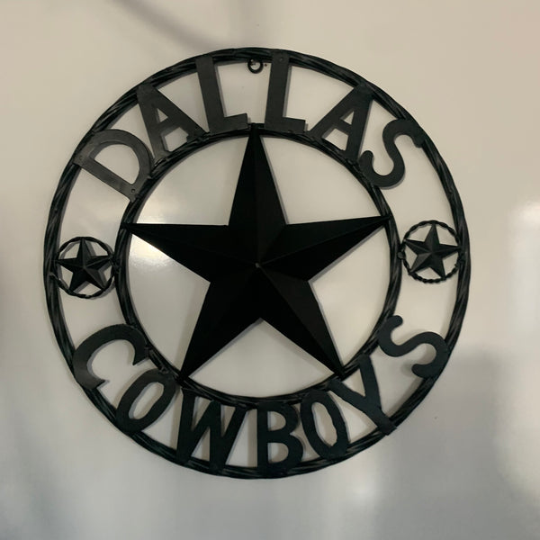 18" DALLAS COWBOYS BLACK STAR CUSTOM METAL VINTAGE LONE STAR WESTERN HOME DECOR HANDMADE