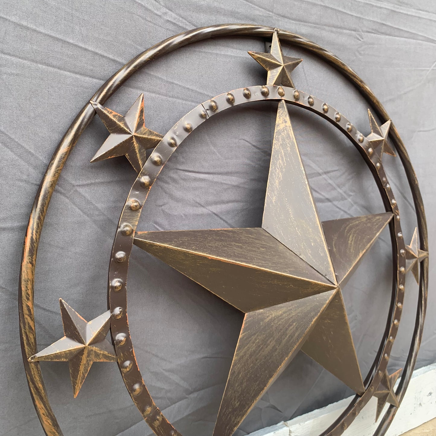 24" MULTI STAR BEADED COLIBROX BARN STAR METAL LONESTAR WESTERN HOME DECOR HANDMADE RUSTIC DARK BRONZE NEW