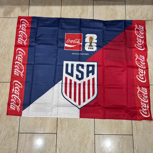 FIFA WORLD CUP 2026 USA COCACOLA FLAG 3ft x 4ft GENUINE LICENSES WESTERN HOME DECOR  #EH13732