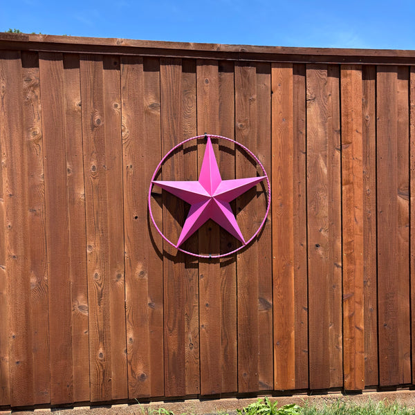 PINK STAR BARN METAL LONE STAR TWISTED ROPE RING WESTERN HOME DECOR HANDMADE 12",24",36"