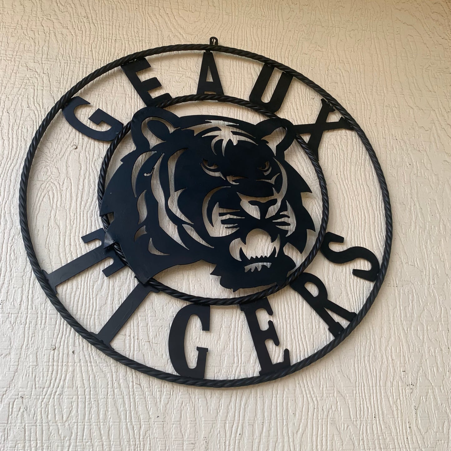 GEAUX TIGERS BLACK CUSTOM METAL VINTAGE CRAFT SIGN TEAM HANDMADE