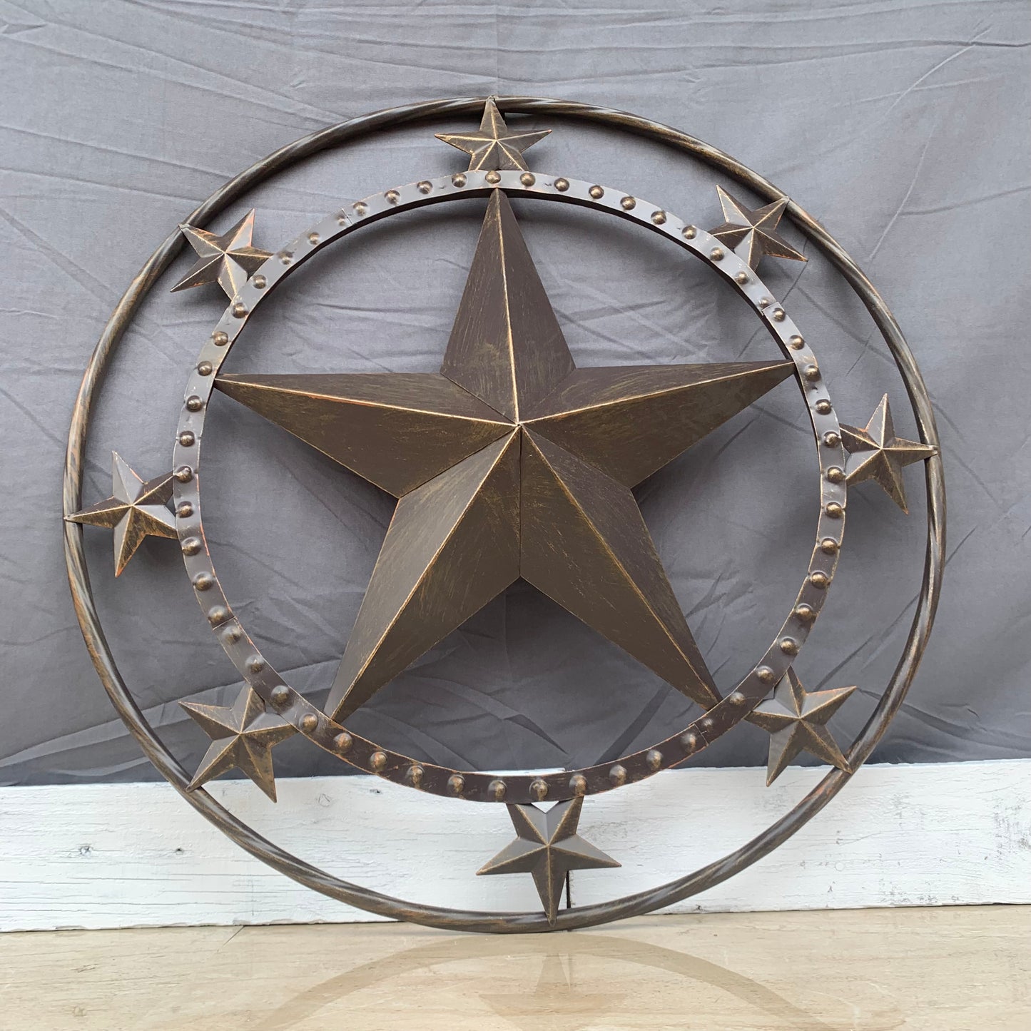 24" MULTI STAR BEADED COLIBROX BARN STAR METAL LONESTAR WESTERN HOME DECOR HANDMADE RUSTIC DARK BRONZE NEW