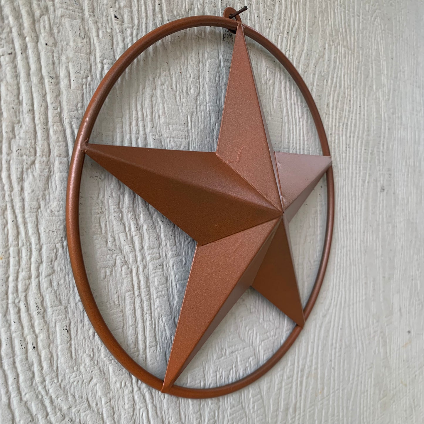 ORANGE COPPER SOLID RING BARN STAR 3",4",6",9",12" METAL LONE STAR WESTERN HOME DECOR HANDMADE-#EH10026