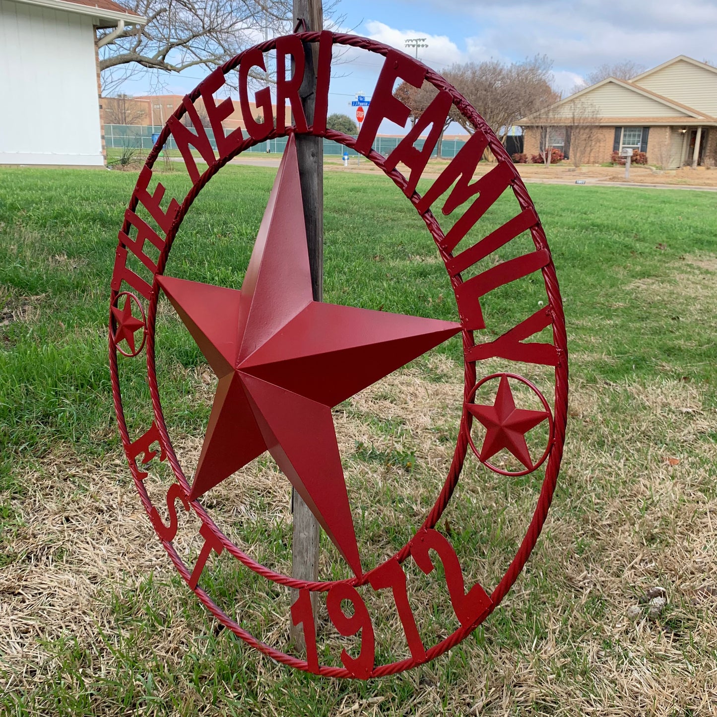 NEGRI FAMILY STYLE YOUR CUSTOM NAME STAR BARN STAR METAL LONE STAR WESTERN HOME DECOR RUSTIC BURGUNDY RED HANDMADE 24",32",36",50"