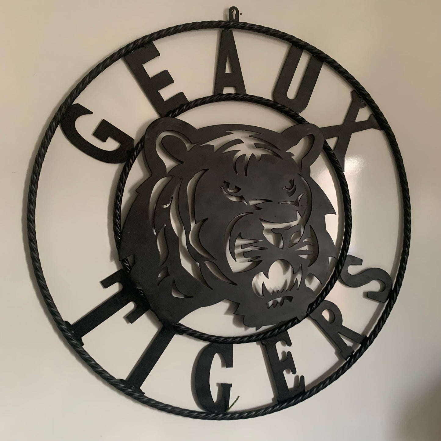 GEAUX TIGERS BLACK CUSTOM METAL VINTAGE CRAFT SIGN TEAM HANDMADE