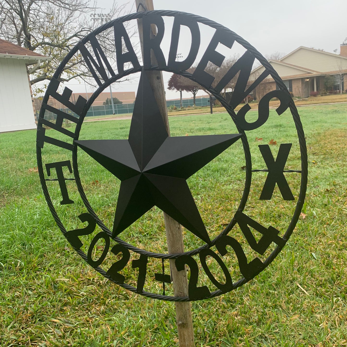 MARDENS STYLE CUSTOM NAME STAR BARN METAL STAR 3d TWISTED ROPE RING WESTERN HOME DECOR RUSTIC BLACK HANDMADE 24",32",36",50"