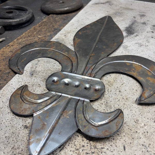 FLEUR DE LIS  CUSTOM RAW METAL UNPAINTED NO RING WALL ART SIGN WESTERN HOME DECOR HANDMADE NEW 12",18",24",32"