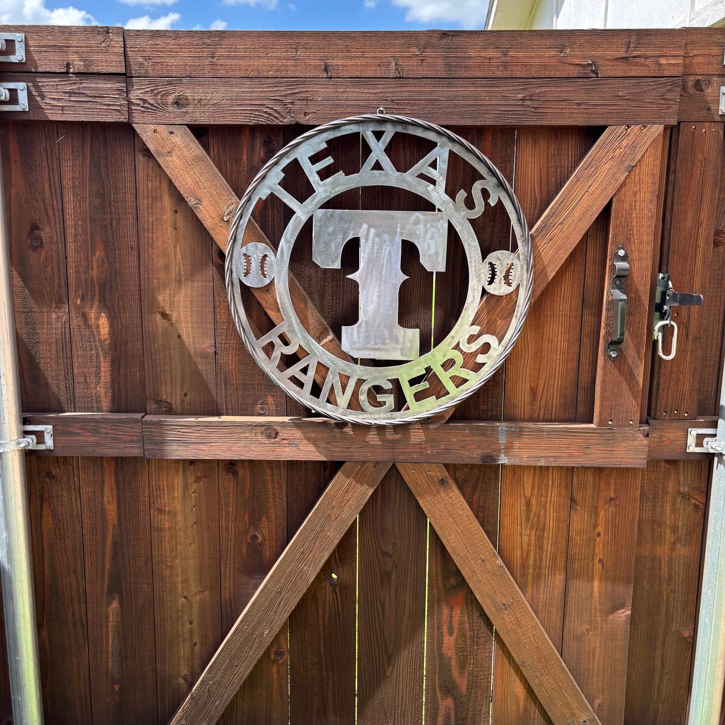 TEXAS RANGERS CUSTOM RAW METAL VINTAGE CRAFT TEAM SIGN TWISTED ROPE RING HANDMADE