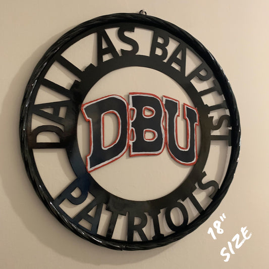 DBU DALLAS BAPTIST PATRIOTS CUSTOM METAL VINTAGE CRAFT TEAM SIGN WESTERN HOME DECOR HANDMADE