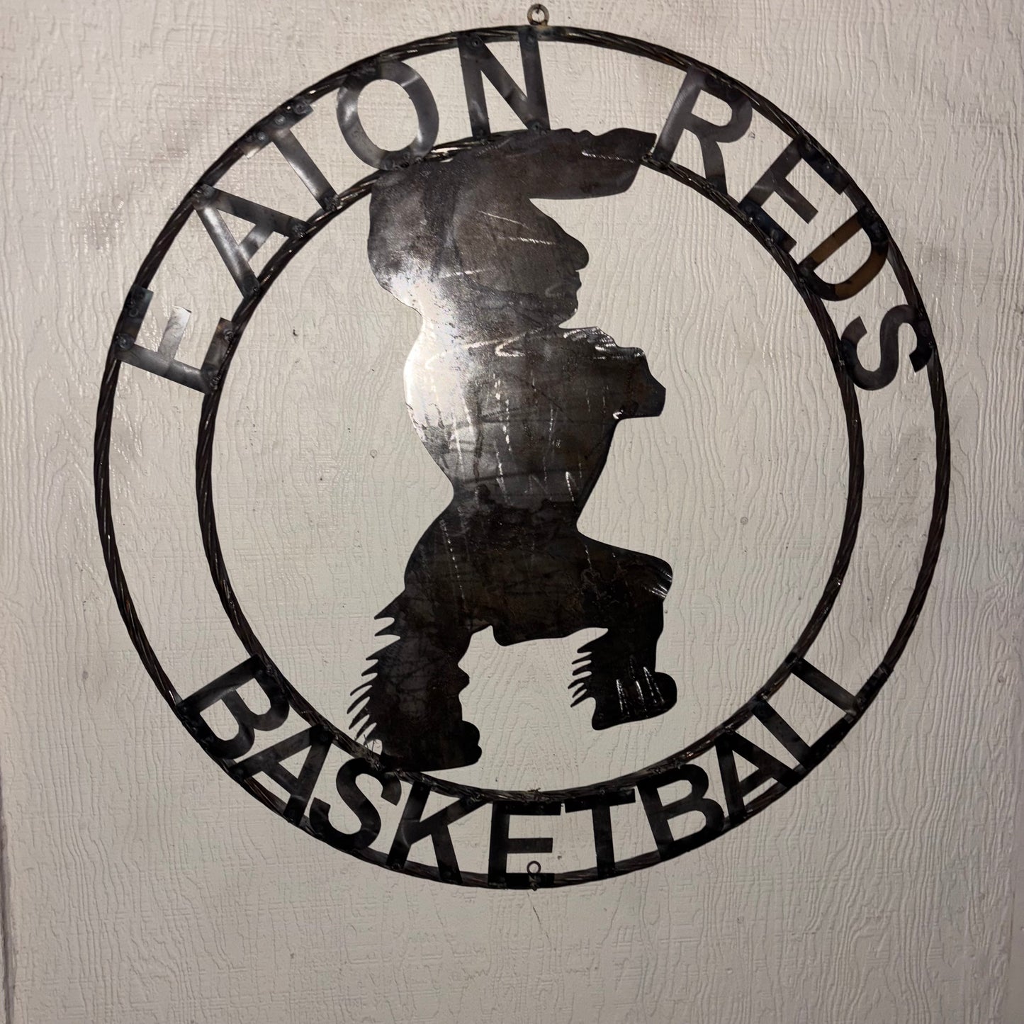EATON REDS CUSTOM METAL VINTAGE CRAFT SIGN TEAM RED WHITE HANDMADE TO ORDER