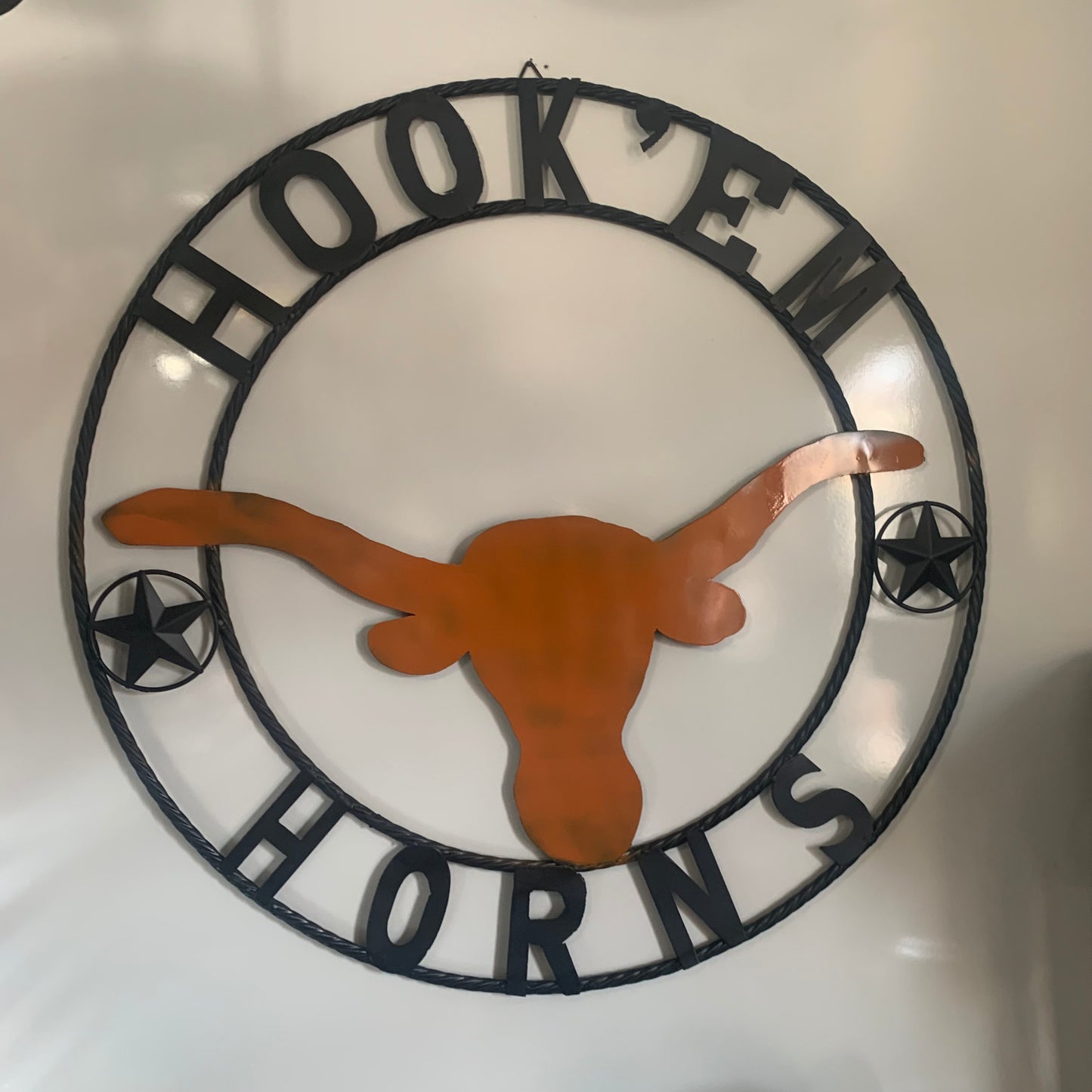 HOOKEM HORNS WITH LONE STAR TEXAS LONGHORNS HOOK EM METAL CUSTOM VINTAGE CRAFT WALL ART TEAM SIGN HANDMADE