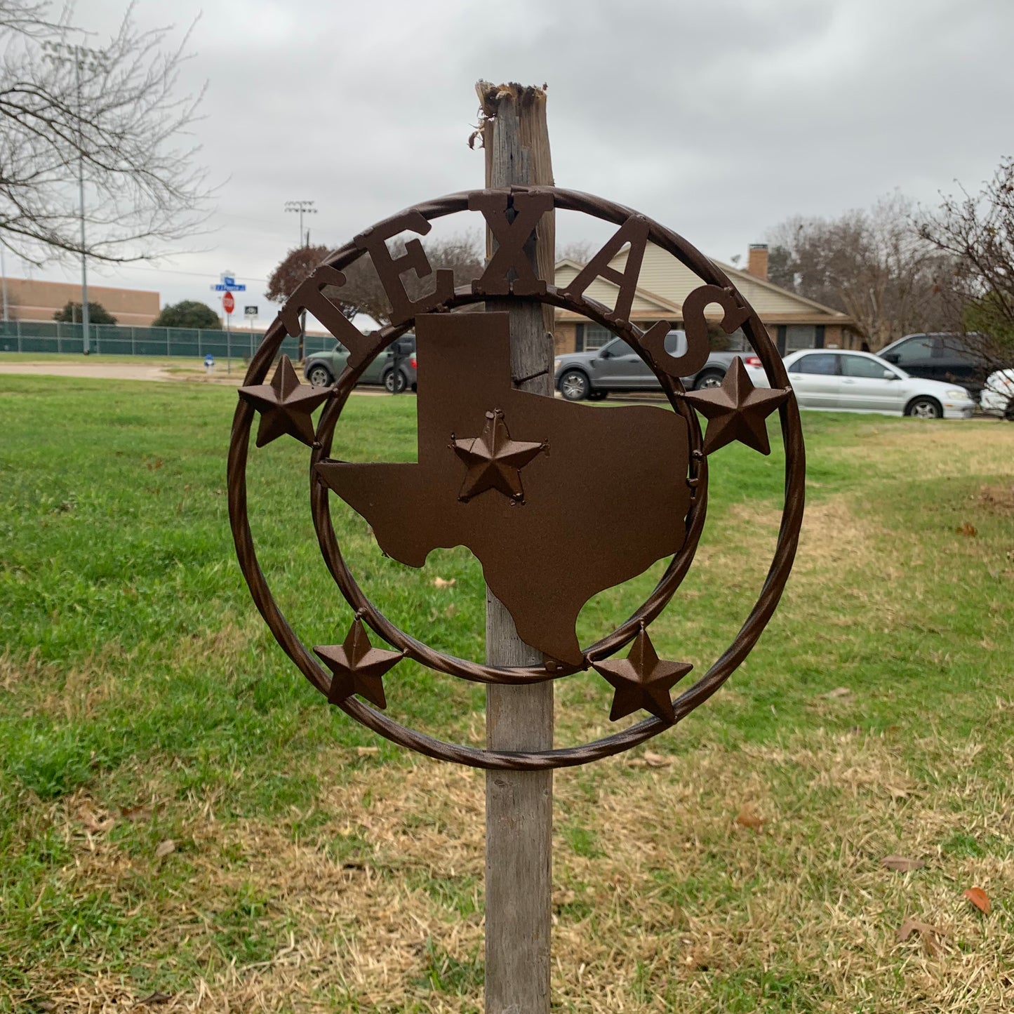 12" STATE OF TEXAS MAP RUSTIC BRONZE TWISTED RING METAL SIGN WESTERN HOME DECOR HANDMADE NEW