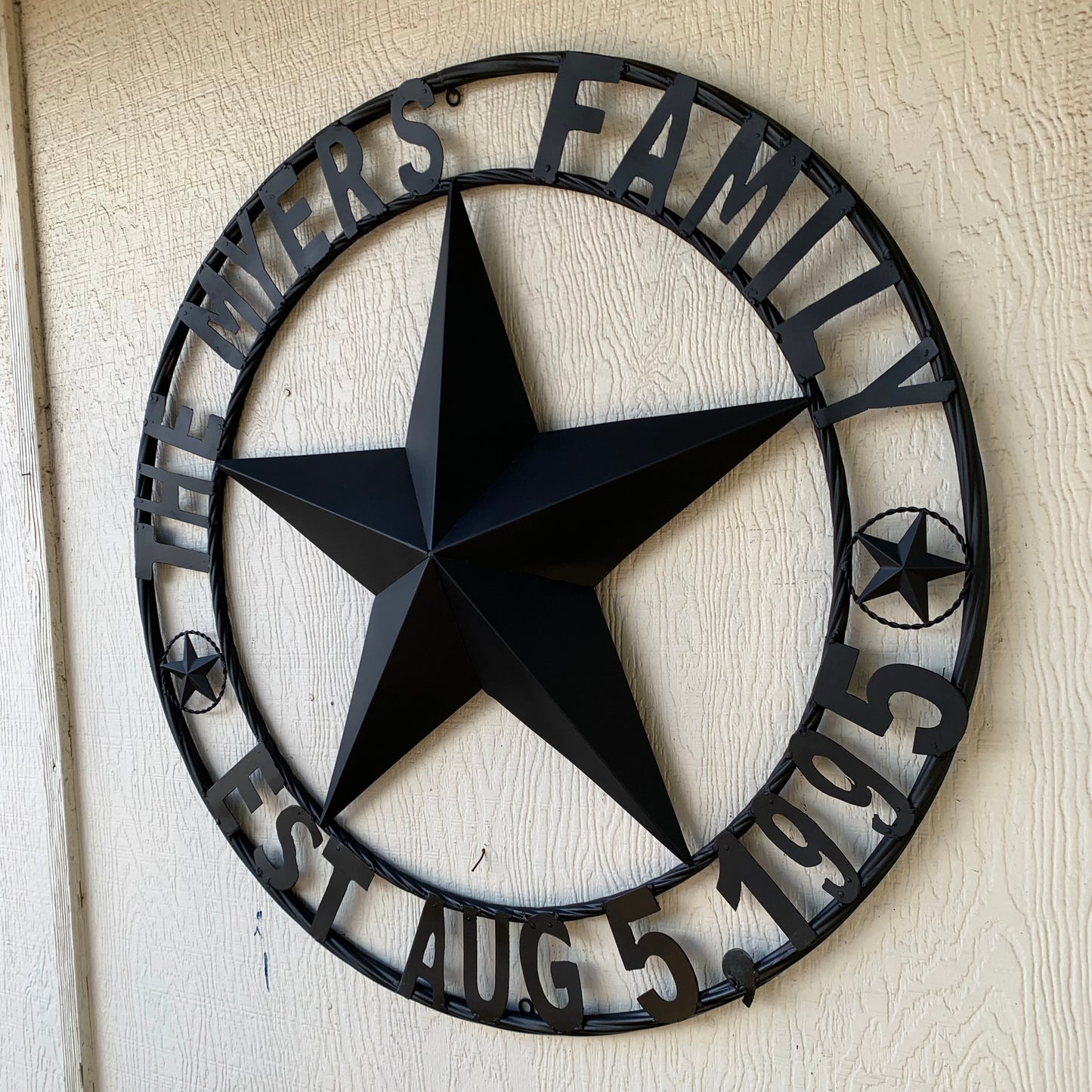 MYERS STYLE YOUR CUSTOM NAME STAR BARN STAR METAL LONE STAR WESTERN HOME DECOR RUSTIC BLACK HANDMADE 24",32",36",50"
