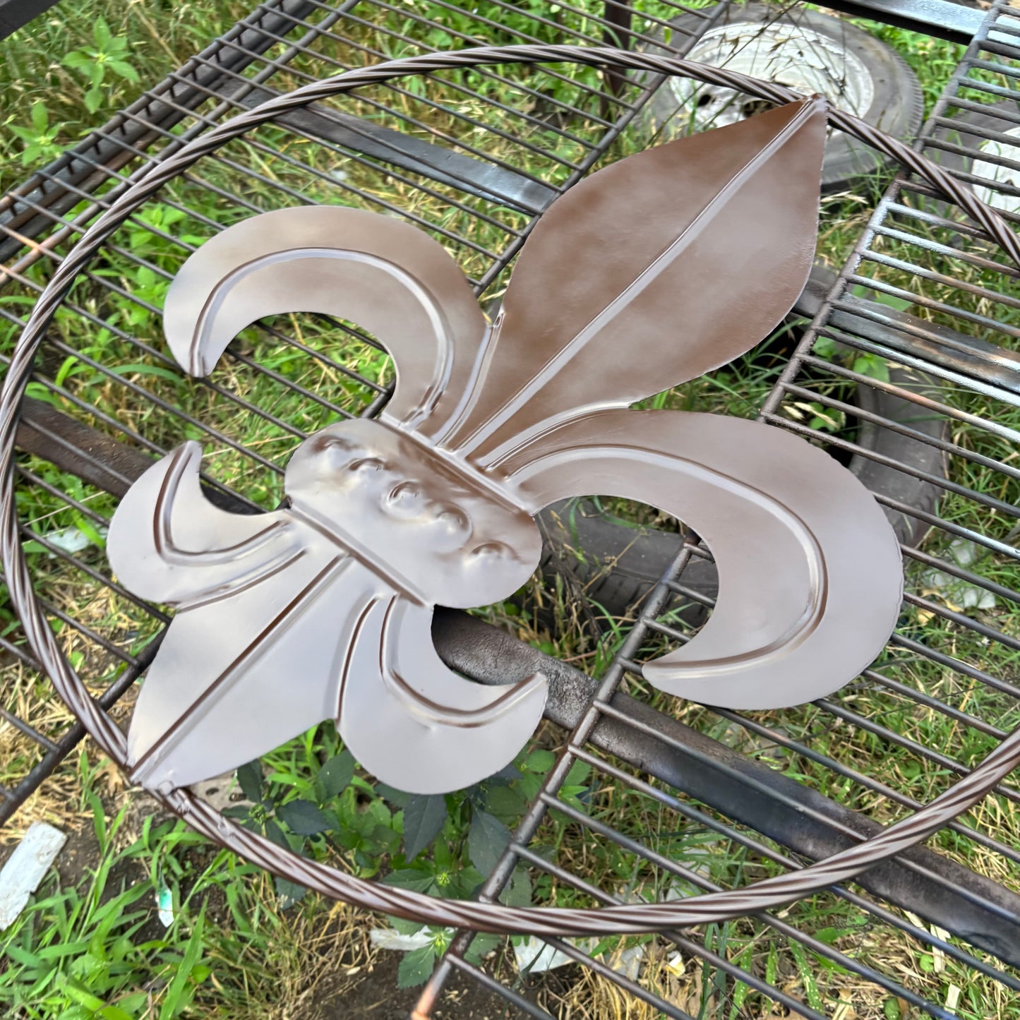 FLEUR DE LIS BROWN METAL WALL ART SIGN WESTERN HOME DECOR HANDMADE NEW 12",18",24",32"