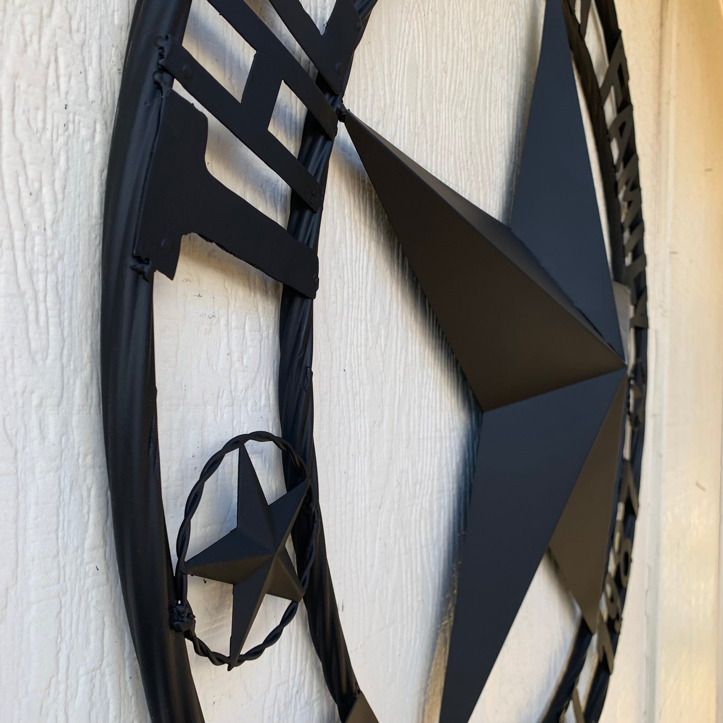 RALSTON FAMILY STYLE CUSTOM NAME STAR BARN METAL STAR 3d TWISTED ROPE RING WESTERN HOME DECOR RUSTIC BLACK HANDMADE 24",32",36",50"