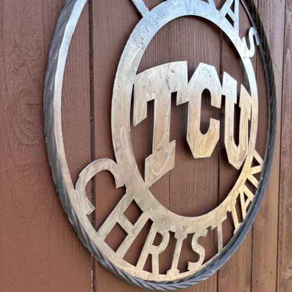 TCU TEXAS CHRISTIAN CUSTOM RAW METAL VINTAGE CRAFT TEAM SIGN UNPAINTED HANDMADE