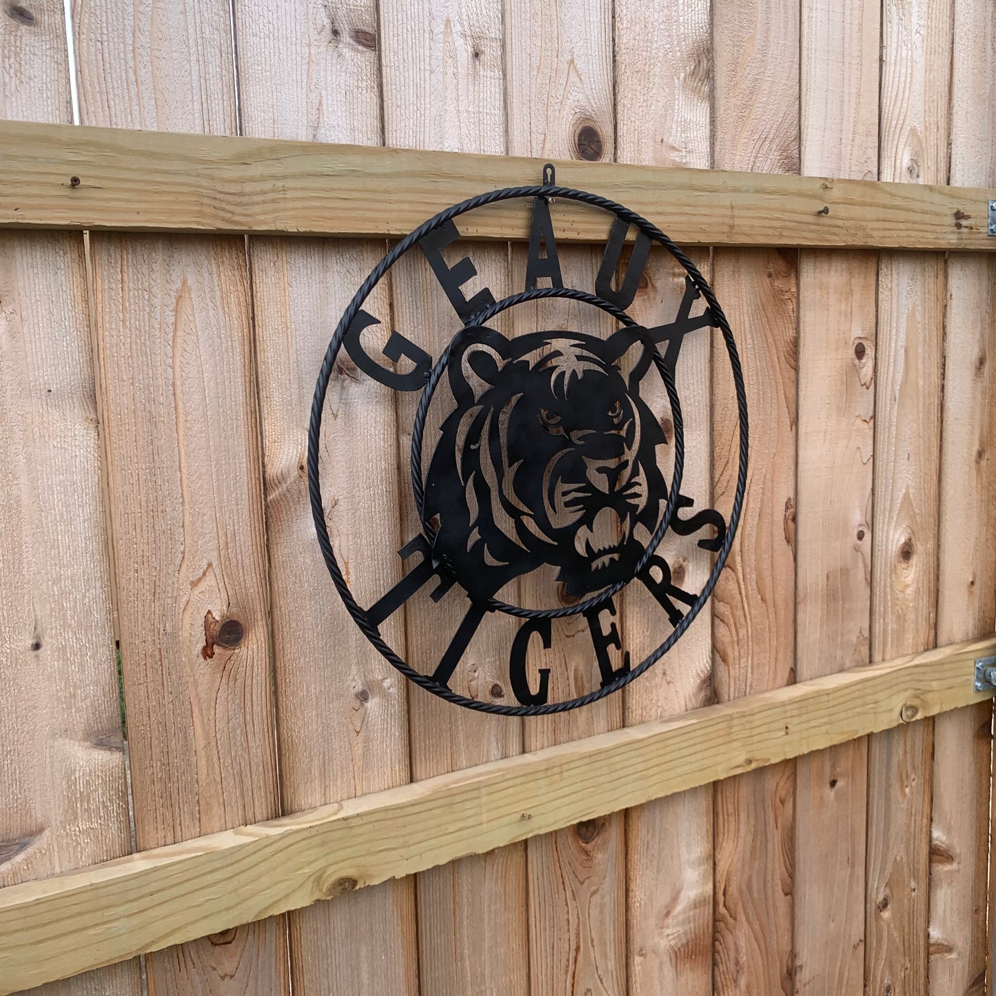 GEAUX TIGERS BLACK CUSTOM METAL VINTAGE CRAFT SIGN TEAM HANDMADE