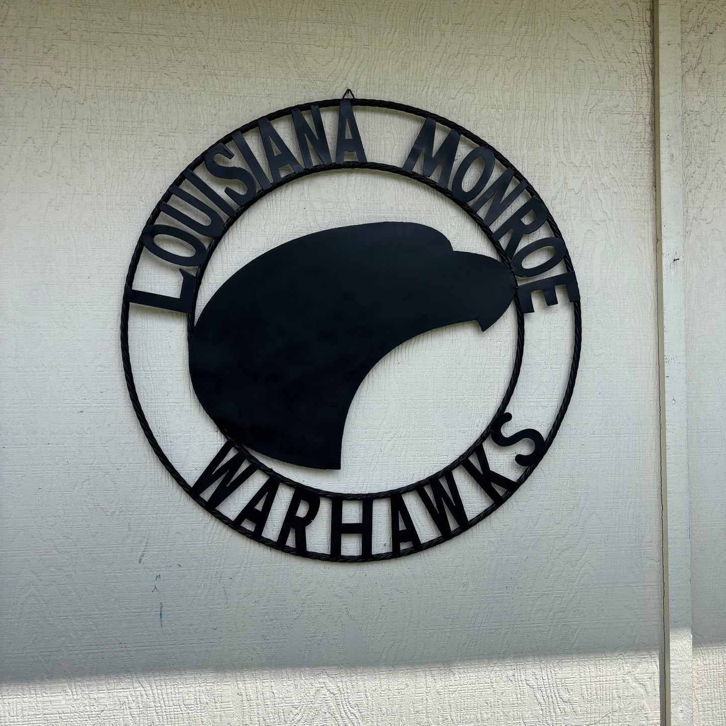 LOUISIANA MONROE WARHAWKS CUSTOM BLACK METAL VINTAGE CRAFT TEAM SIGN HANDMADE 18",24",32"