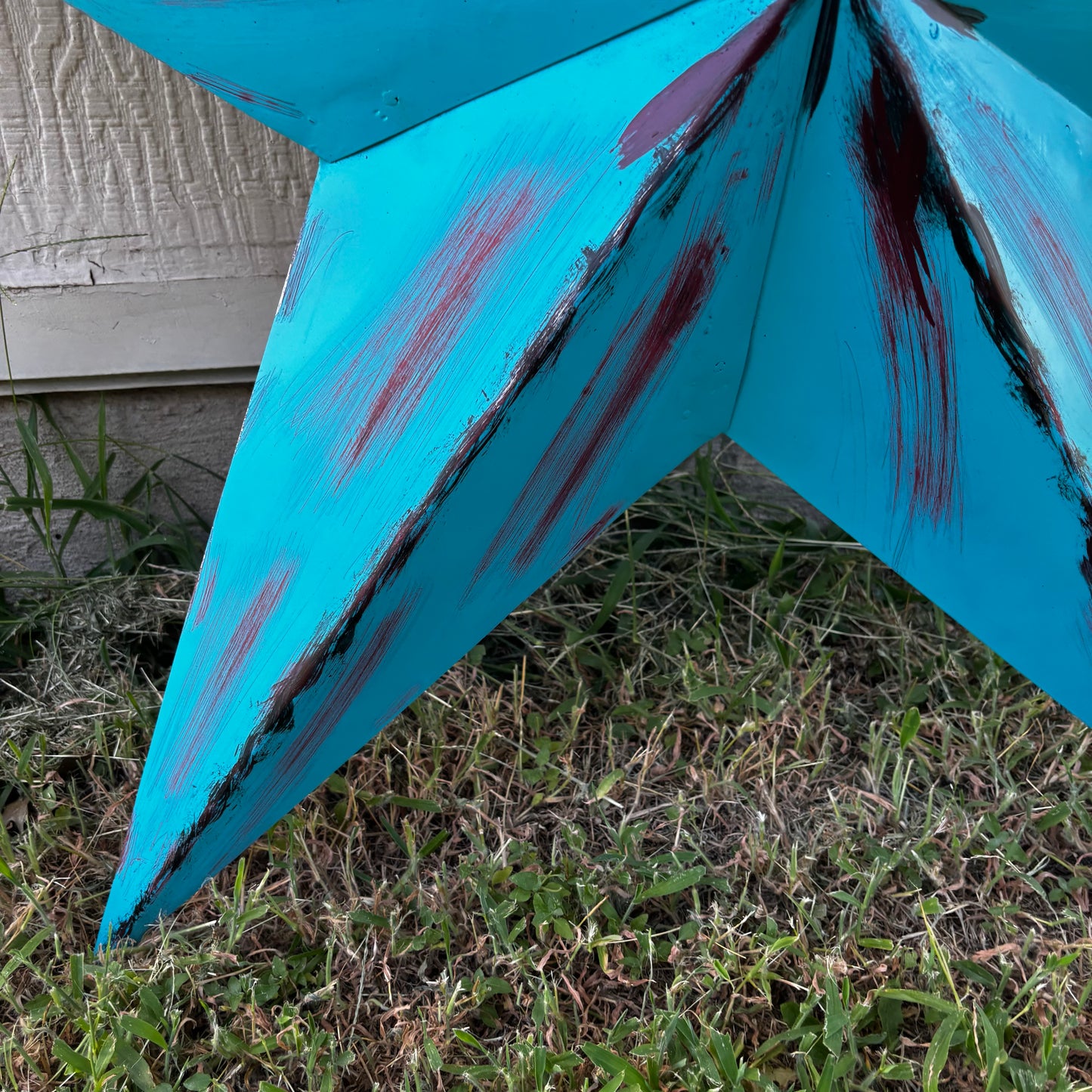 TURQUOISE DISTRESSED TWO TONE BARN STAR METAL ART WESTERN HOME DECOR HANDMADE