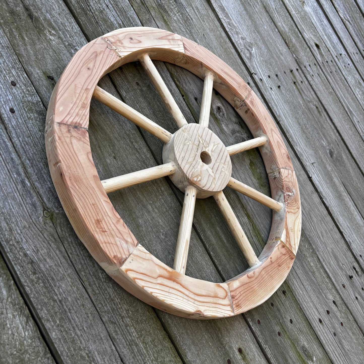 DECORATIVE WAGON WHEEL WOOD WALL ART WESTERN HOME DECOR HANDMADE TEXAS USA
