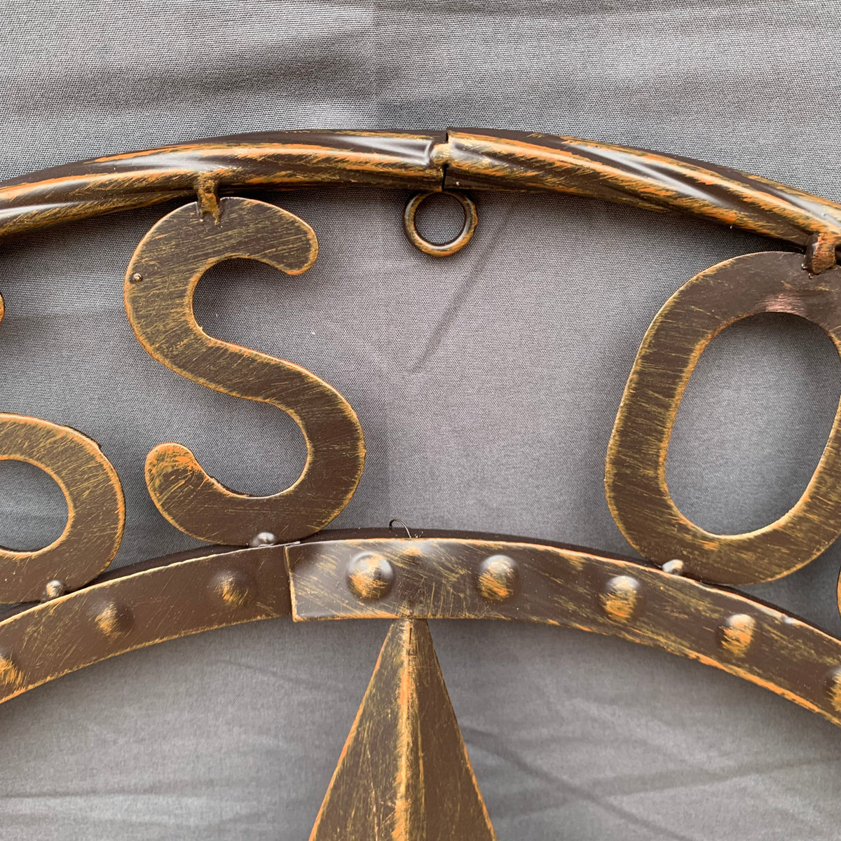 24" GOD BLESS OUR HOME BEADED STAR COLIBROX METAL TWISTED ROPE RING LONE STAR WALL ART WESTERN HOME DECOR RUSTIC DARK BRONZE COPPER HANDMADE NEW