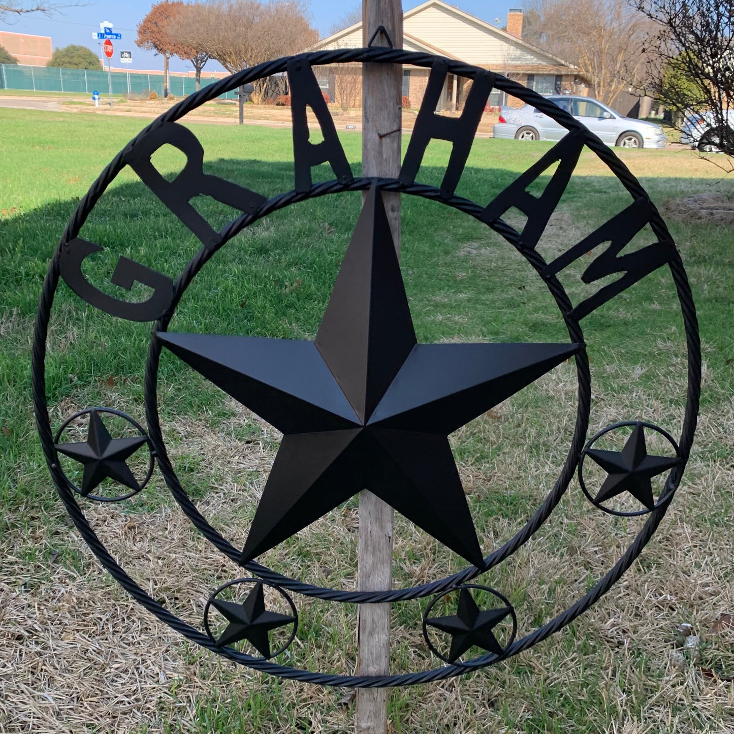 GRAHAM STYLE YOUR CUSTOM NAME STAR BARN STAR METAL LONE STAR WESTERN HOME DECOR RUSTIC BLACK HANDMADE 24",32",36",50"