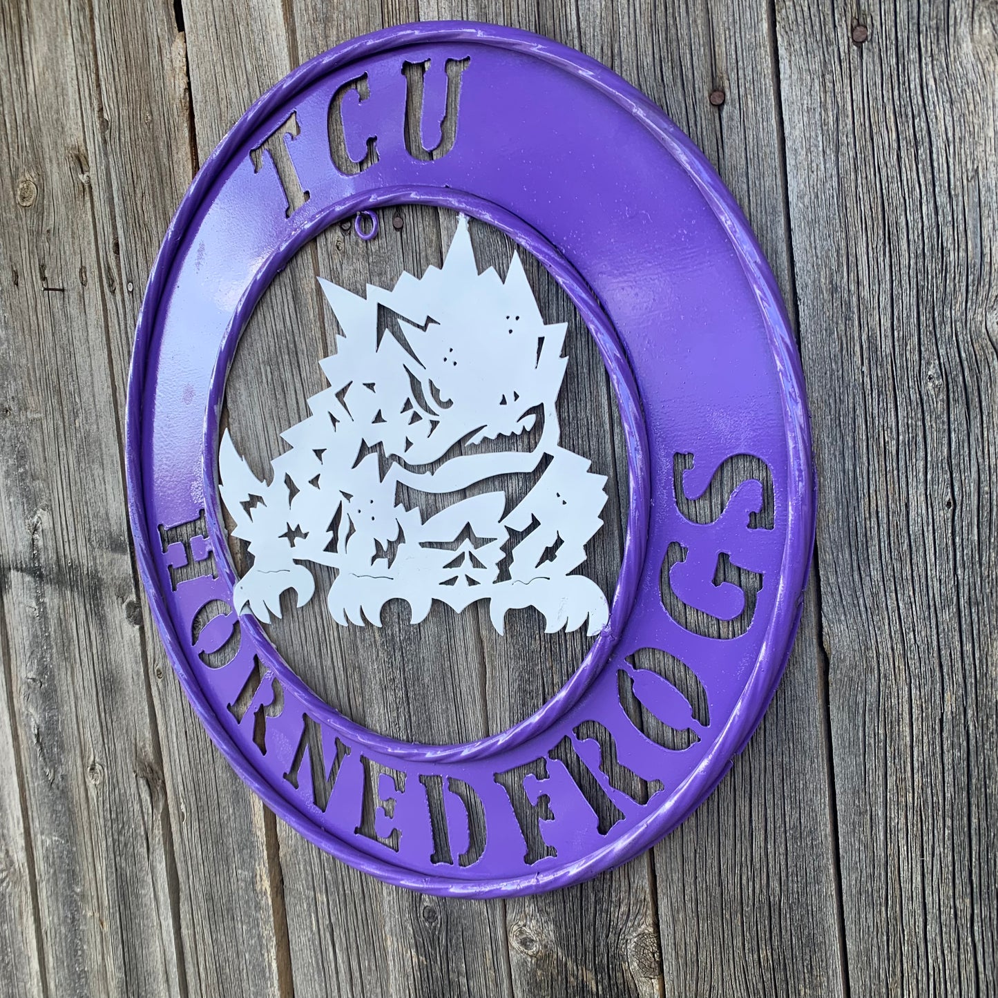 18",24",32" TCU HORNED FROGS CUSTOM METAL VINTAGE CRAFT TEAM SIGN WESTERN HOME DECOR HANDMADE