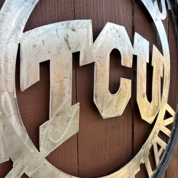TCU TEXAS CHRISTIAN CUSTOM RAW METAL VINTAGE CRAFT TEAM SIGN UNPAINTED HANDMADE