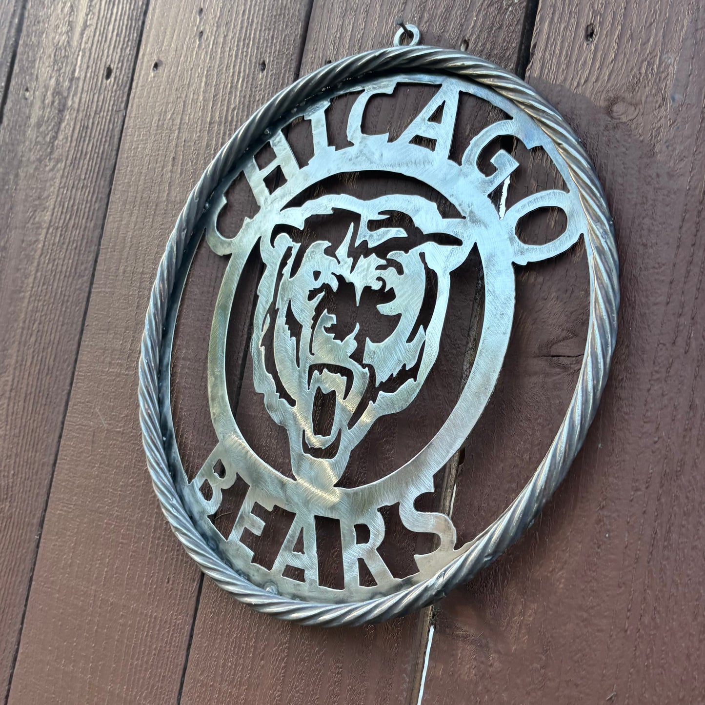 CHICAGO BEARS CUSTOM RAW METAL VINTAGE CRAFT SIGN TEAM HANDMADE STYLE# 3