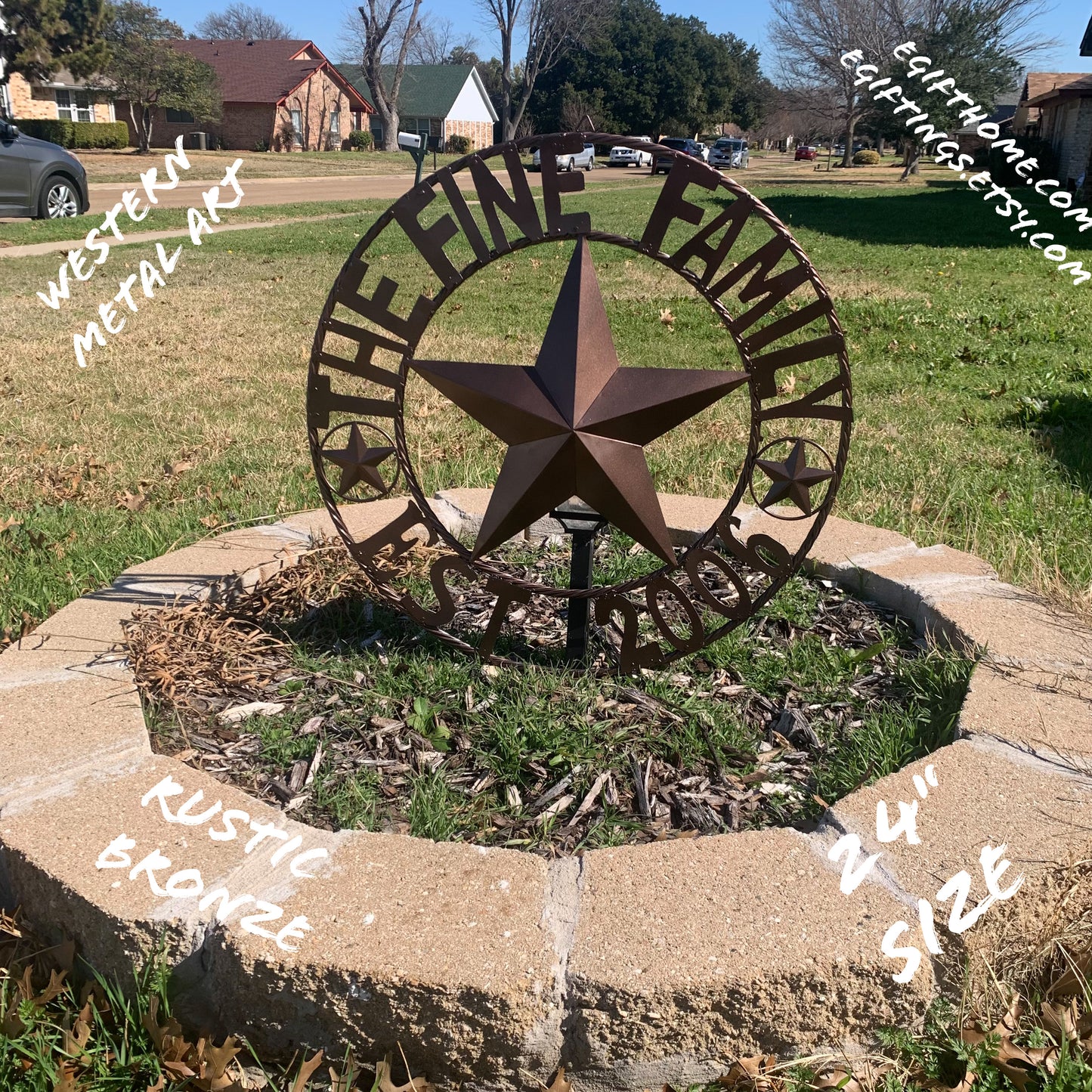 FINE FAMILY STYLE YOUR CUSTOM NAME STAR BARN STAR METAL LONE STAR WESTERN HOME DECOR RUSTIC BRONZE HANDMADE 24",32",36",50"