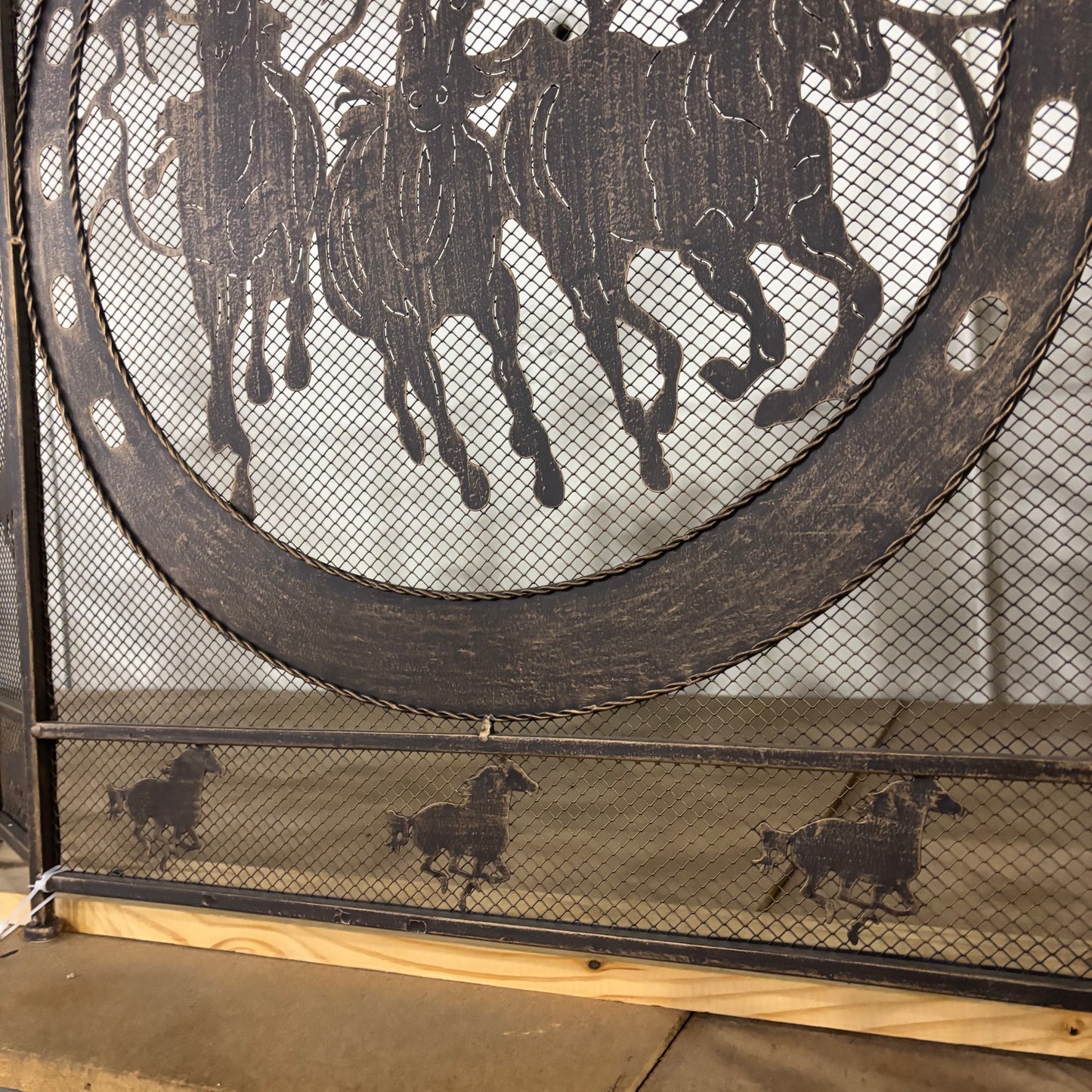 RUNNING HORSE METAL FIREPLACE SCREEN 40" X 33.5" WESTERN HOME DECOR HANDMADE #EH80005