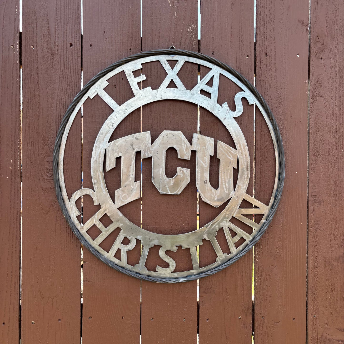 TCU TEXAS CHRISTIAN CUSTOM RAW METAL VINTAGE CRAFT TEAM SIGN UNPAINTED HANDMADE