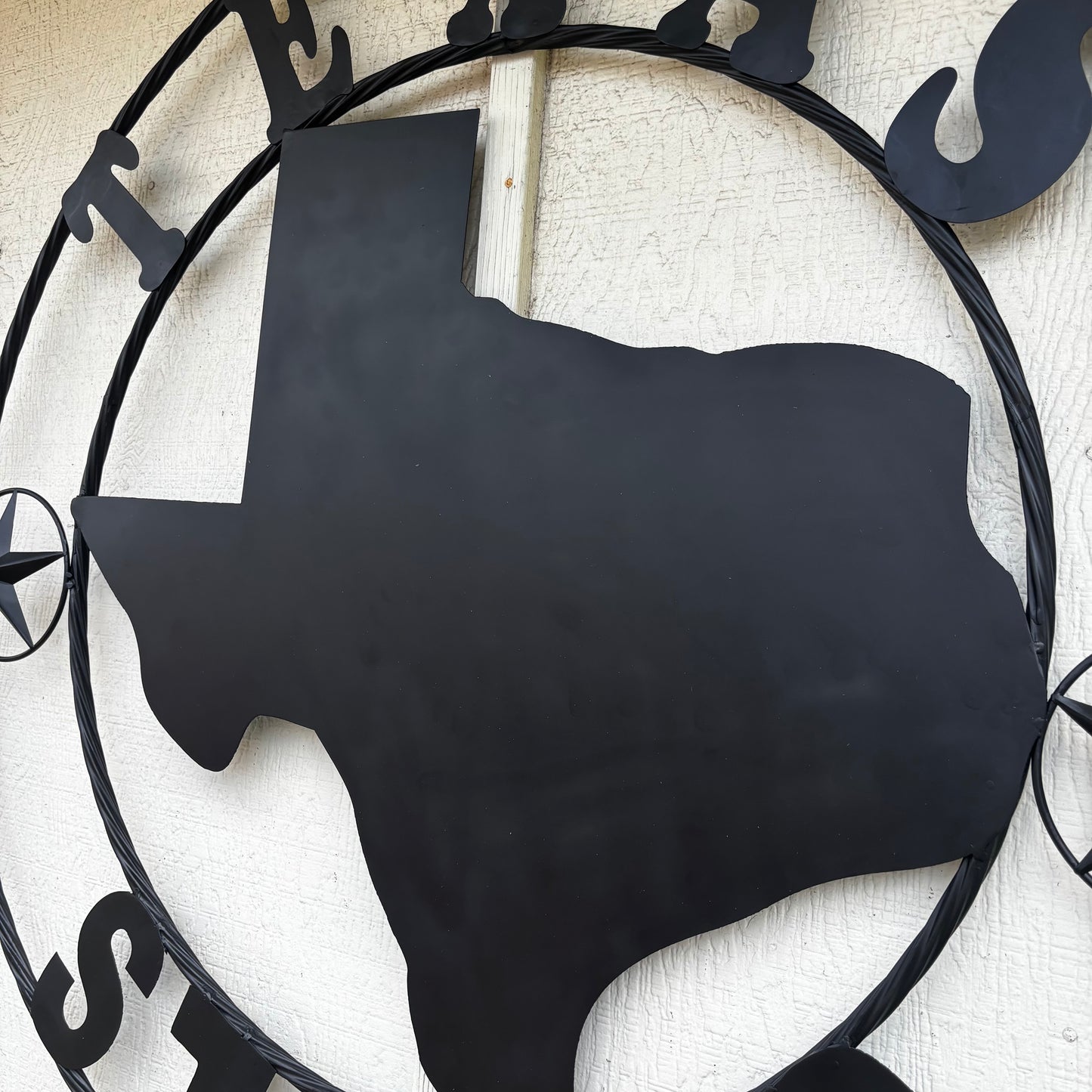 TEXAS STRONG BLACK METAL SIGN WESTERN HOME DECOR HANDMADE