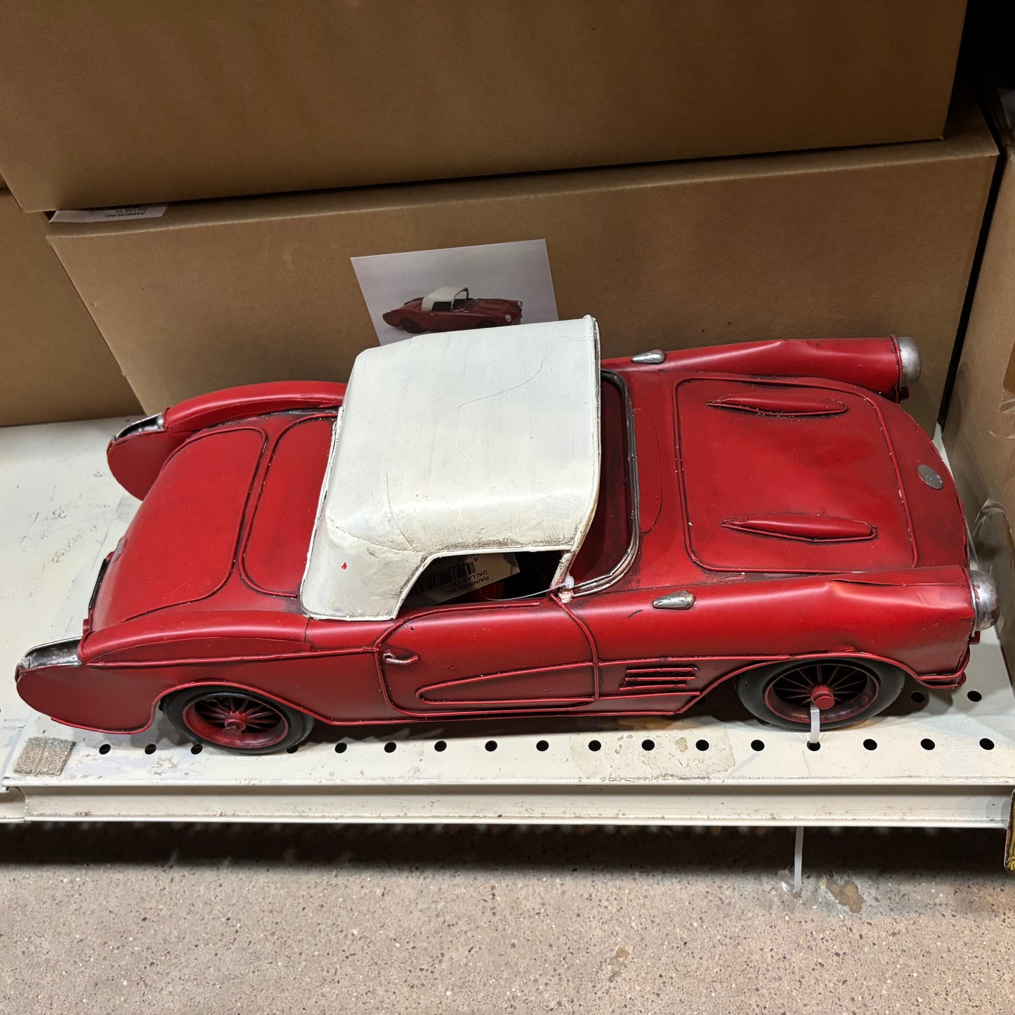 RA0236 RED CLASSIC CAR COVERTIBLE L 18" METAL CAR ART WESTERN HOME DECOR HANDMADE