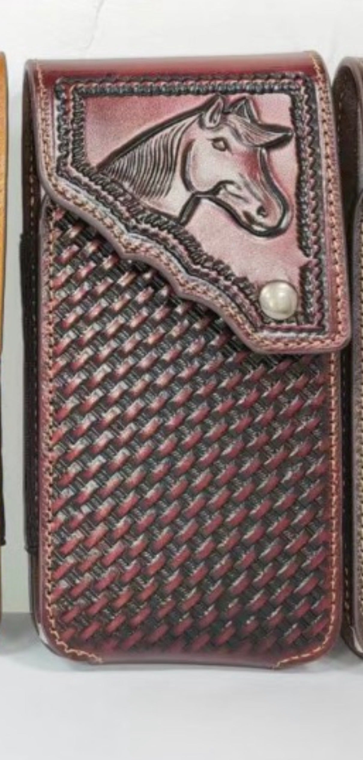 7" HORSE PHONE HOLSTER LEATHER LARGE BELT LOOP CASE UNIVERSAL HANDMADE