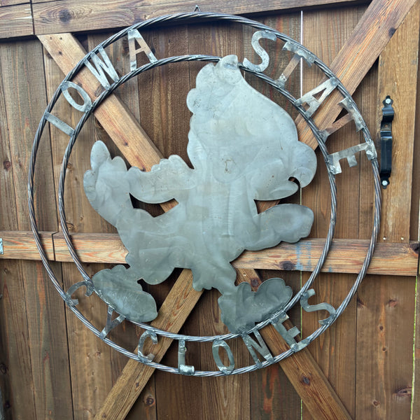 12", 18", 24", 32" IOWA STATE CYCLONES CUSTOM RAW METAL VINTAGE CRAFT TEAM SIGN HANDMADE 36",40",44",50"