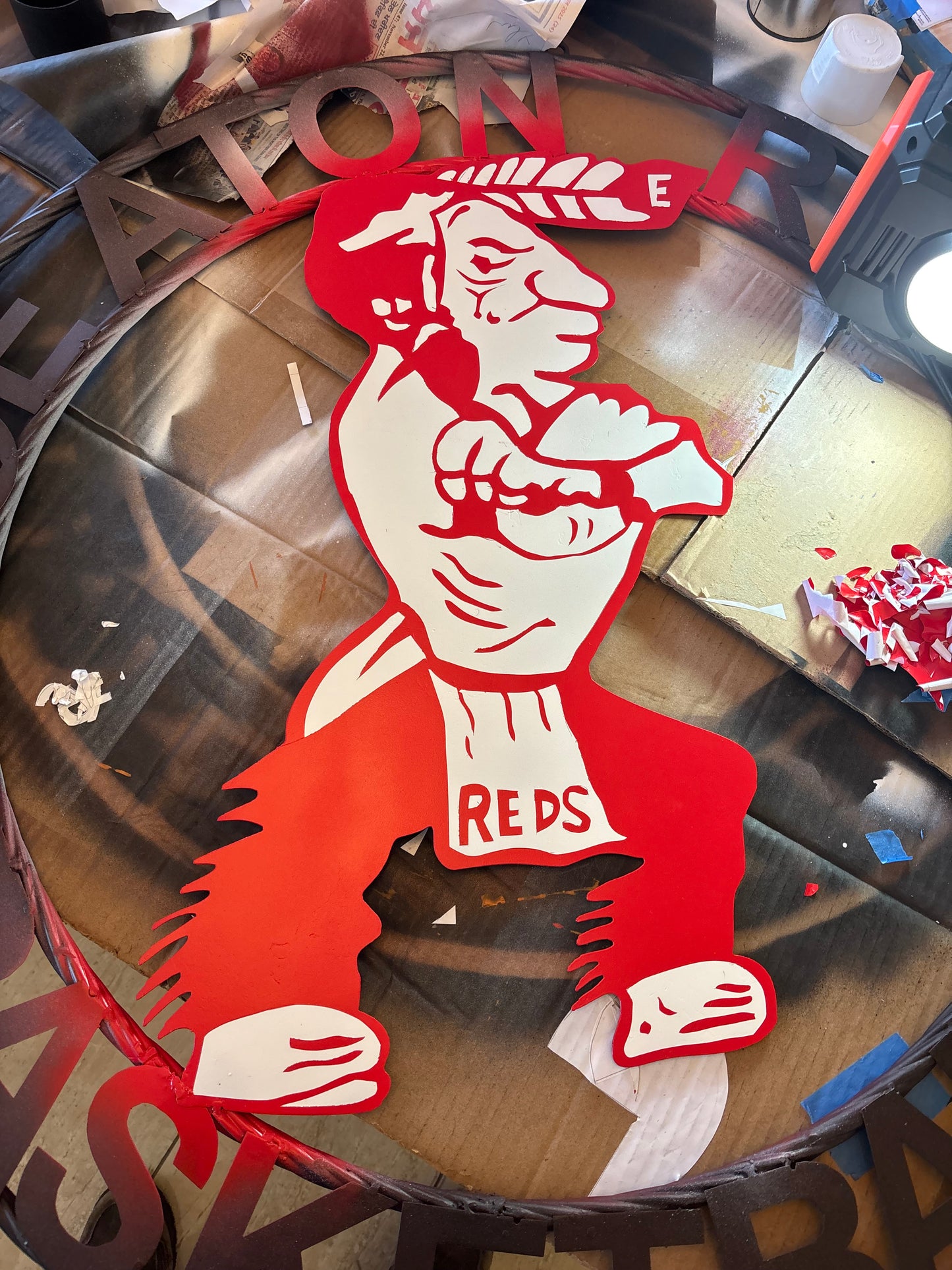 EATON REDS CUSTOM METAL VINTAGE CRAFT SIGN TEAM RED WHITE HANDMADE TO ORDER