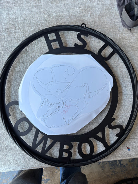 18",24",32" HSU COWBOYS CUSTOM METAL VINTAGE CRAFT TEAM SIGN WESTERN HOME DECOR HANDMADE